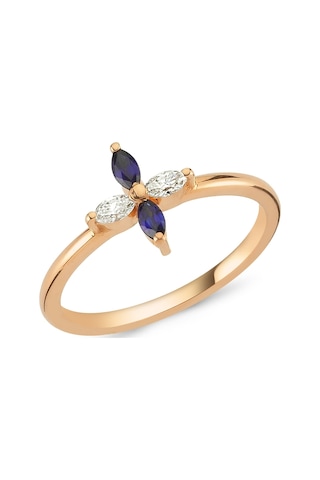 Nadias Jewellery Markiz Pırlanta Ve Safir Yüzük