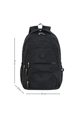 Lüx Krinkıl Kumaş Lise Ve Ortaokul Sırt Çantası, Krinkıl Okul Çantası, Maymun Anahtarlık Hediyeli Siyah