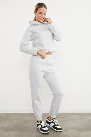 Fullamoda 3 İplik Basic Beli Stoperli Jogger Eşofman Takımı Grimelanj