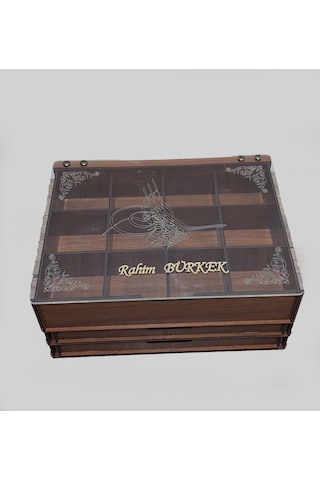 Aswood 3 Katlı Çekmeceli Ahşap Tesbih Ve Saat Koleksiyon Kutusu