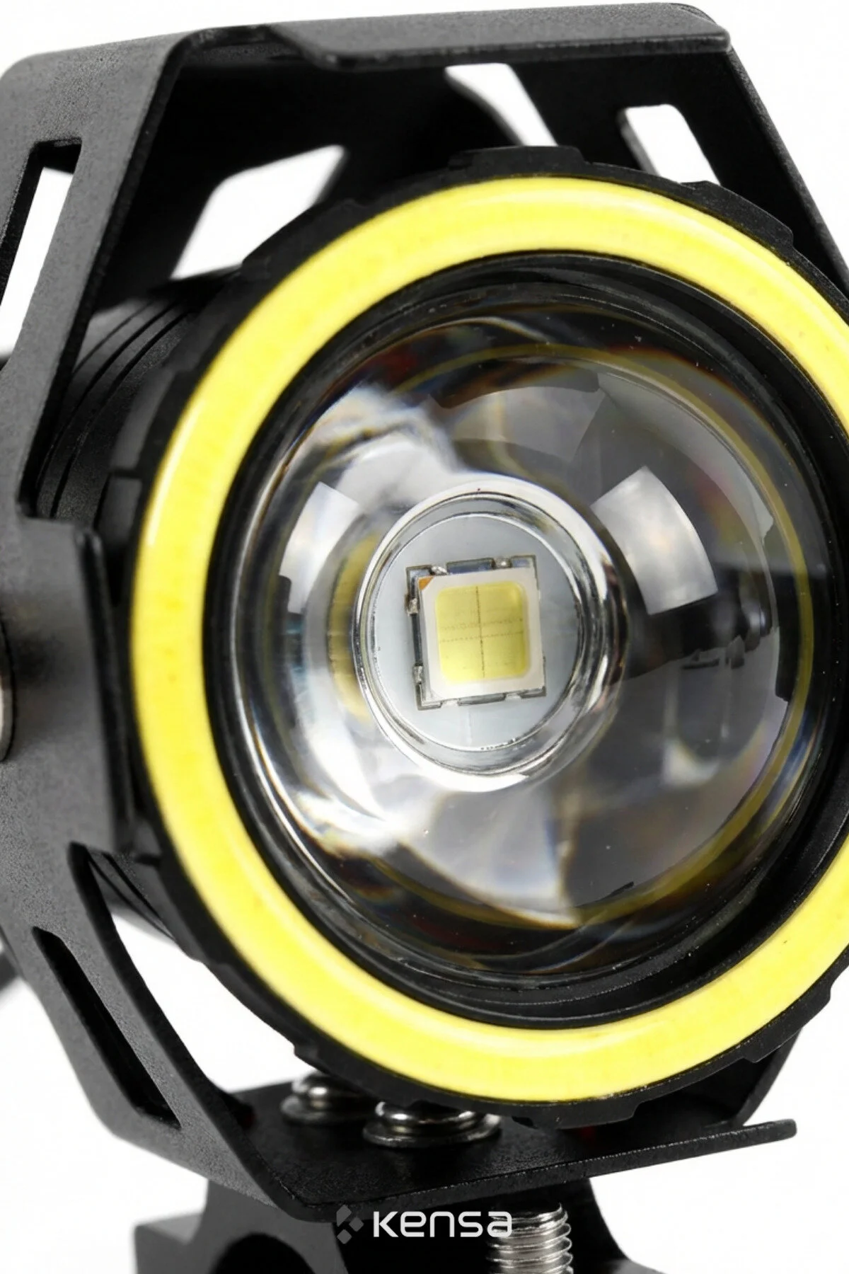 U7 Motosiklet Sis Farı Mercekli, Büyük Kafesli, Sarı Angel Işıklı Led -
