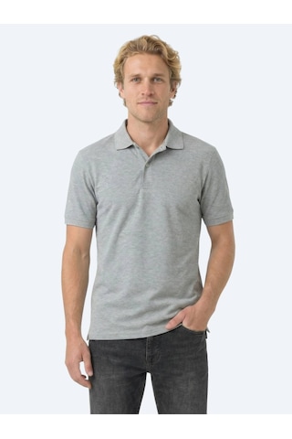 Kip Antrasit Düz Polo Yaka Pamuk Karışımlı T-shirt Antrasit