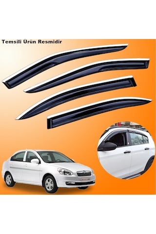 Hyundai Accent Era Mügen Cam Rüzgarlığı Abs Krom Nikelajlı Cam Rüzgarlığı 2006-2012 Arası 4 Lü Set