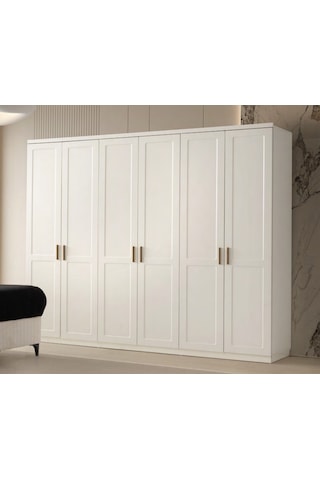 Aylan  Mdf Membran 6 Kapaklı Gardırop ve Yatak Odası Takımı - Baza Hariç