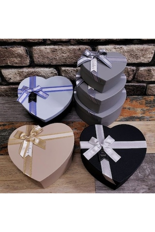 Hediyelik Kalp Kutu 3 Lü Set