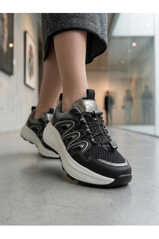 Guja 26y319-1 Kadın Lastik Bağ Hafif Extra Esnek Hafif Sneaker Ayakkabı Siyah