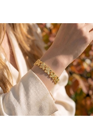 Premium Şık Ve Parlak Sakura 24k Gold Kaplama 8 Mm Kadın Bijuteri Bileklik 3183kbv5d7 18cm Altın