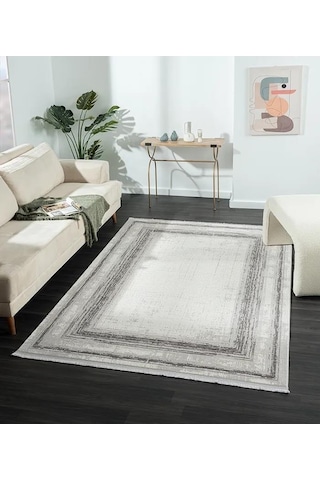 Dark Dk018g Gri Halı Antrasit Detaylı Akrilik Tozuaz Modern Salon Halısı Yatak Odası Halısı Koridor-803 Gri