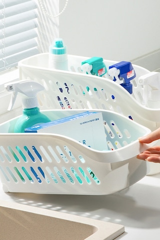 Thentech Açık Ön Tasarımlı Pratik Erzak Kutusu Plastik Raf Düzenleyici Sepet Çok Renkli