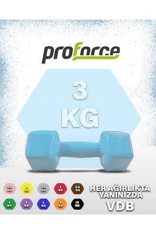 Proforce Vdb Dışı Vinil Kaplı Içi Çelik Döküm Ağırlık Dambıl 3 Kg