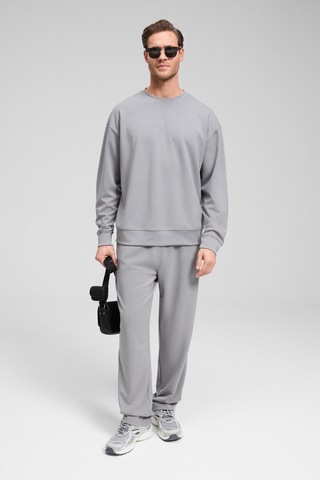 Grimelange Vıento Erkek Bisiklet Yaka Uzun Kollu Regular Fit Gri Sweatshirt Gri