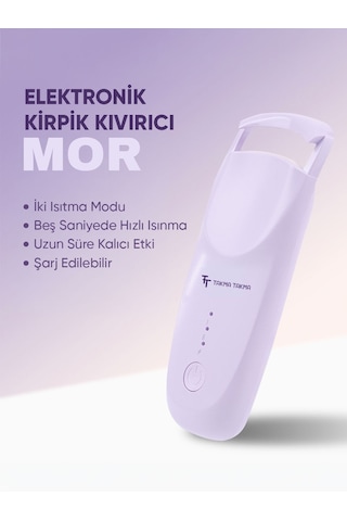 Kirpik Kıvırıcı Kirpik Şekillendirici Elektronik Isıtmalı Şarjlı 2 Isıtma Modlu, 5 Saniyede Hızlı Isınma, Uzun Süre Kalıcı Etki, Şarj Edilebilir Mor Ekcm
