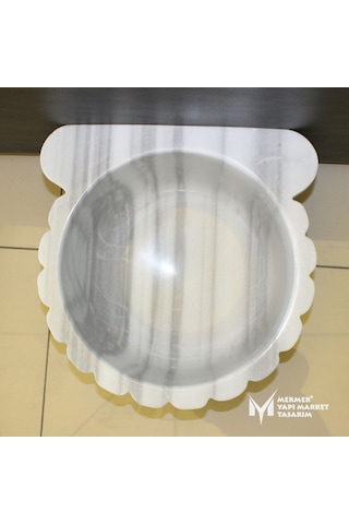 Marmara Beyaz Mermer Ince Dilimli Kulaksız Kurna