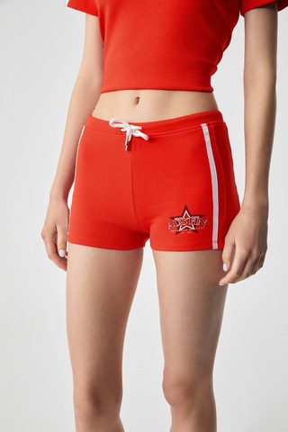 Ethıquet Marıam Kadın Baskılı Slim Fit Kırmızı Şort