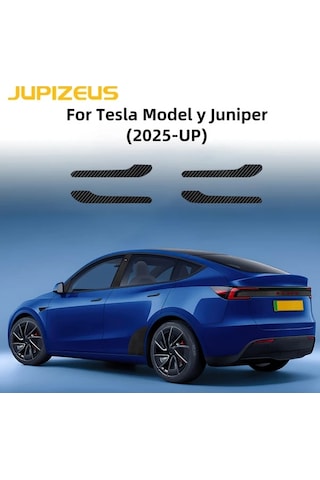Topnotch Tesla Model Y Juniper 2025 Kapı Kolu Karbon Fiber Kaplama 4 Parça Çizilmeye Dayanıklı