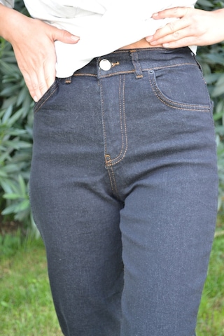 Likralı Denim Kumaş Kar Siyah Mom Jeans Siyah