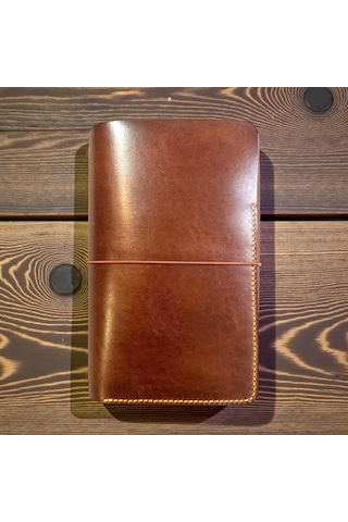 Guizzmo A5 Deri Defter Kılıfı, Kahverengi, El Yapımı, 3 Lastikli, 6 Deftere Kadar Kullanım, Kişiselleştirilebili 0.75 LT - 2.5 LT - 12 KG