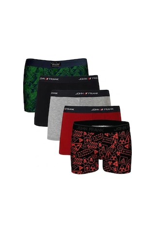 John Frank Logolu Pamuklu 5'li Paket Boxer Erkek Boxer Jfbs5 Yeşil-lacivert-gri-kırmızı-sturuncu Yeşil-lacivert-gri-kırmızı-stu