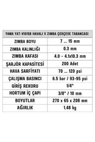 Yama YAT-V1015B Havalı V Zımba Çerçeve Tabancası