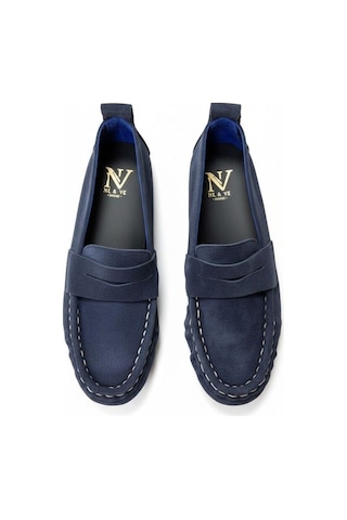 Ne&ve Shoes Lacivert Süet Hakiki Deri Astarsız Esnek Kadın Günlük Şık Ve Rahat Loafer