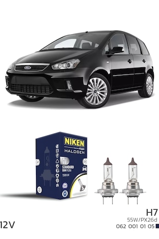 Ford C-max 2003-2010 Kısa Far Ampulü H7 Halojen Ampul 12v 55w 2 Adet 3200k Güçlü Net Işık Yasal