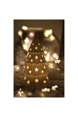 Tealight Mumlu Yılbaşı Ağacı Dekoratif Mumluk Beyaz