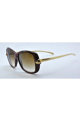 Cartier F Butte Rfly Gold Cat Eye Kahvarengi Kırmızı Altın Kedi Gözü Bayan Güneş Gözlüğü T8200937 Altın - Siyah