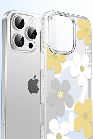 Apple iPhone Uyumlu 16 Floral Magsafe Kapak - Turuncu