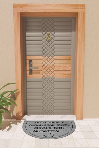 Rugmood Modern Dijital Paspas Gri Güzel Günler İçin Müsaitim Paspas - Kapı Önü Paspası