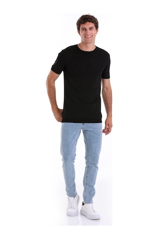 Hatemoğlu Siyah Slim Fit Düz Bisiklet Yaka Rayon Triko Tişört Siyah