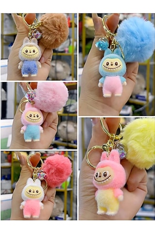 Labubu Figür Anahtarlık Peluş Tüylü Charm Çanta Ve Cüzdan Süsü