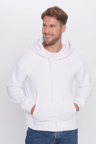 Tudors Unisex Oversize Geniş Kesim Pamuklu Yumuşak Dokulu İçi Polarlı Basic Beyaz Kapüşonlu Sweatshirt-29401 Beyaz