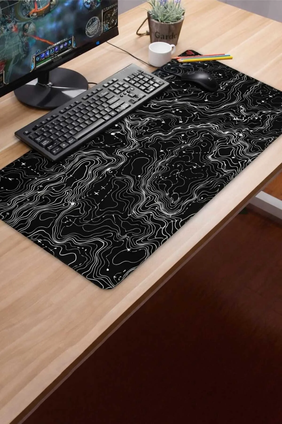 Derdenix 90x40 Topography Dark Edition Oyuncu Mousepad Çok Renkli
