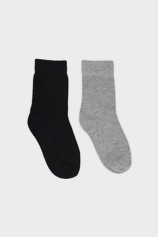 Panço Unisex Çocuk 2'li Basic Gri-siyah Soket Çorap