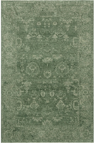 Shiraz Shr 02 Green Vintage Eskitme Tarzı Yumuşak Dokulu Salon Halısı Oturma Odası Halısı Yeşil