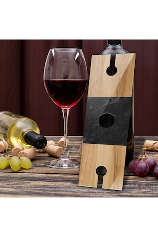 Cam Şarap Şişesi Ve Kadeh Tutucu Aldo 10cm X 32cm
