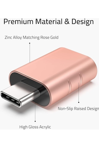 Usb-c To Usb 3.0 Adaptör 2 Li Set Kompakt Pembe Dönüştürücü Yüksek Performanslı Pratik Seti
