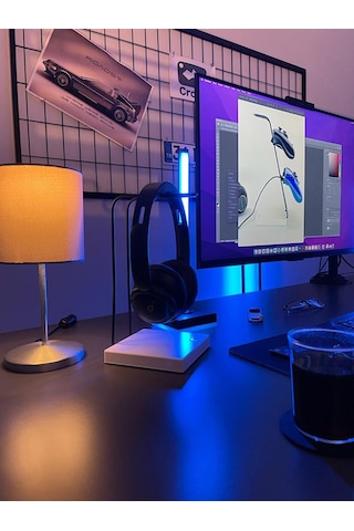 Mat Siyah Kaymaz Beyaz Tabanlı Askı Aparatlı Stant Kulaküstü Gami