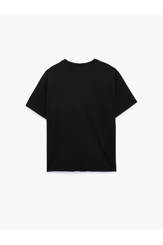 Koton Pamuklu Bisiklet Yaka Kısa Kollu Basic Oversize Tişört Siyah 6sam10511mk
