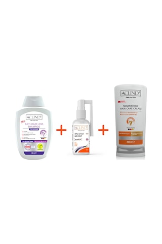 Aclind Kadın Saç Dökülme Karşıtı Şampuan 300 ML + Saç Kremi 250 ML + Serum 50 ML