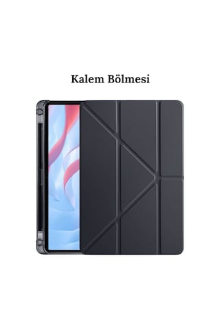 Apple İpad 10.2 8.nesil Kılıf Kalem Bölmeli Farklı Stand Arkası Yumuşak Silikon + Kalem Arka Kapak