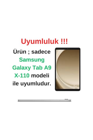 Samsung Galaxy Uyumlu Tab A9 8.7 İnç Sm-x110 Kılıf Şeffaf Silikon Kılıf + Kalem Hediyeli Arka Kapak
