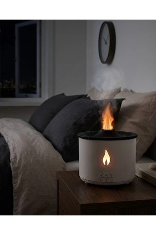 Mey İthalat Alev Ve Volkan Efektli Ultrasonik Aroma Difüzörü Led Gece Lambalı Hava Nemlendirici