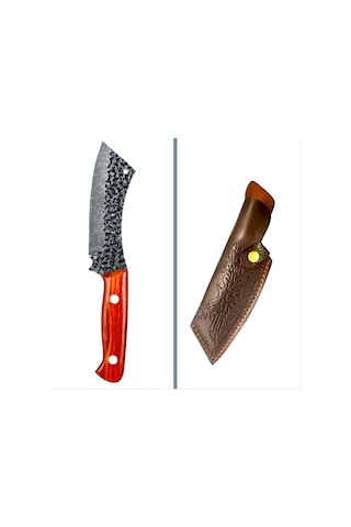 Omeniv El Yapımı 4cr13 Paslanmaz Çelik Outdoor Kamp Şef Bıçağı Kahverengi