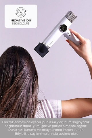 Karaca Hypersonic Saç Kurutma Makinesi D6 Water ION Beyaz Silver