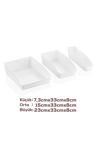 Porsima Org-49-p 3lü Çok Amaçlı Plastik Dolap Içi Düzenleyici Saklama Kutusu Organizer Sepet - Beyaz