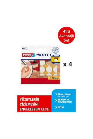 Tesa Zemin Koruyucu Daire Keçe 18mm 16adt Beyaz X4 Adet Diğer