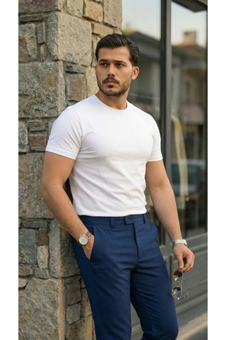 Efnaz Style Erkek Slim Fit Dilli Kumaş Pantolon Lacivert