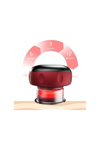 12 Kademeli Sıcaklık Emişli Bardak Çekme Terapisi, Vakumlu Masaj Aleti,terapi Cihazı Gua Sha-masaj Cihazı