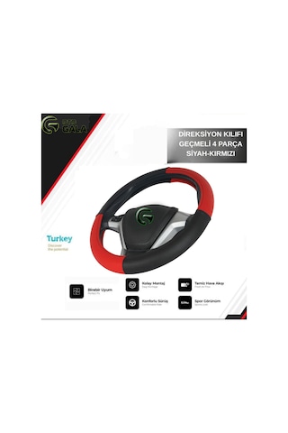 Direksiyon Kılıfı Geçmeli 4 Parça Siyah-kırmızı Siyah - Kırmızı